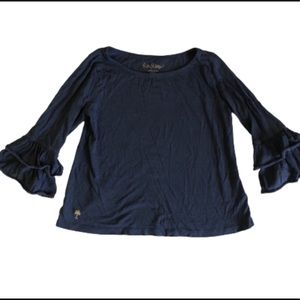Lily Pulitzer girls’ navy ruffled long sleeve